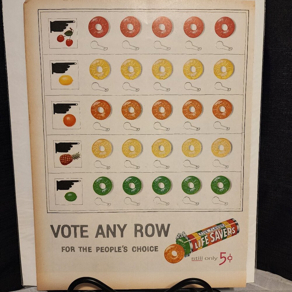 Life Saver Vintage Advertising - 1956 - Voting Advertising.